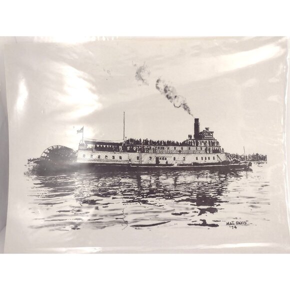 Set Of 5 Vintage Nautical Prints By Mal Davis Featuring Historic Ships & Boats - Picture 2 of 14